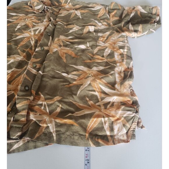 IZOD Mens Short Sleeve‎ Button Down Hawaiian Shirt size L Linen Blend Resort - Picture 7 of 7